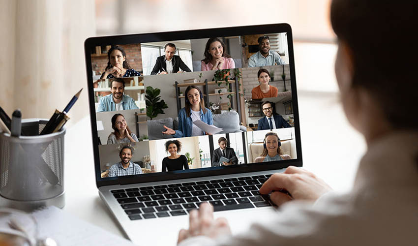 video call on laptop