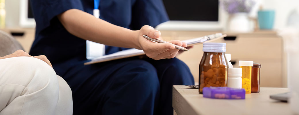 doctor reviews medication